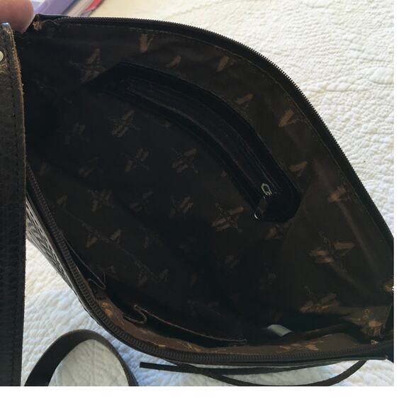 American West Dark Brown Tooled Leather Western Shoulder bag / Purse - Picture 5 of 9